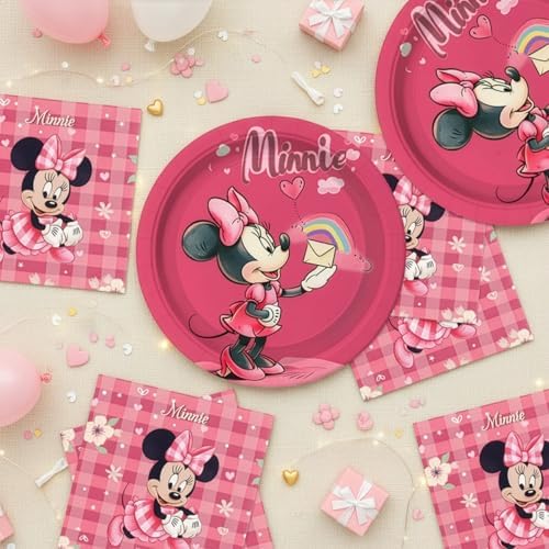 Minnie Party Supplies 40pck include 20 plates, 20 napkins for the birthday Minnie party decoration - Image 6