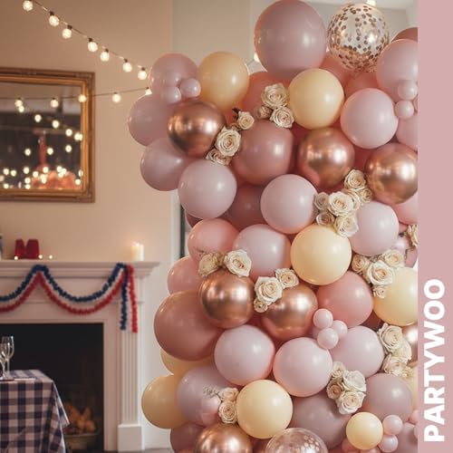 PartyWoo Dusty Pink Balloons 66pcs 12 Inch Blush Pink Gold White Balloons - Image 7