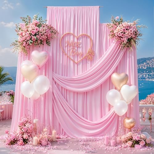 20ft x 15ft Pink Backdrop Curtains, Wrinkle Free Drapes Back Drop Cloth - Image 6