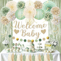 Sage Green Baby Shower Decorations with Banner Fringe Curtains by Unknown