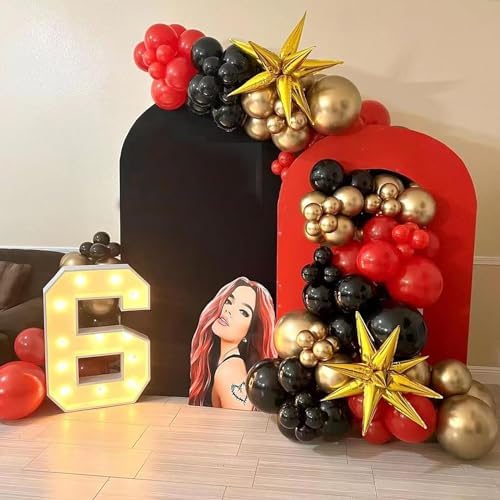 Red and Black Gold Balloon Arch Kit, 140Pcs Explosion Star Black and Red Metallic Gold Balloons 22 18 12 10 5 Inch Different Size Balloons for Birthday Casino Night Movie Night Decorations - Image 5