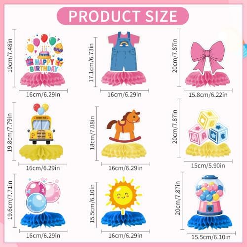 9 Pcs Kids Learning Show Theme Party Decorations, Honeycomb Centerpieces - Image 2