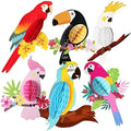 Tropical Birds Honeycomb Paper Cutouts, 12x5.3 Inch, Luau Party Decorations by KatchOn
