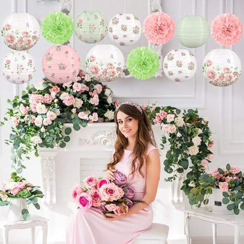 Renbuzhu 13Pcs Spring Wildflower Party Decorations Paper Lanterns Set - Image 4