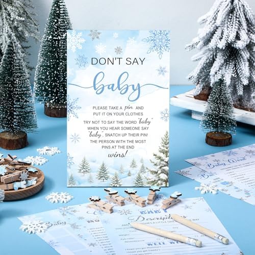 Patelai 321 Pcs Baby Shower Games Supplies, Blue Snowflake - Image 2