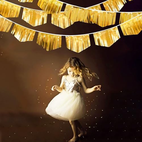 Gold Tassel Banner Double Sided Metallic Fabric Pennant Bunting Flag Garland for Graduation Birthday Anniversary Bachelorette Engagement Wedding Bridal Shower Baptism Hen Party Decorations Supplies - Image 6