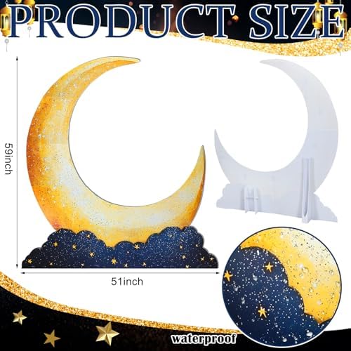 Leinuosen 5 ft Moon Starry Night Movie Night Party Decorations Large Cutou - Image 2