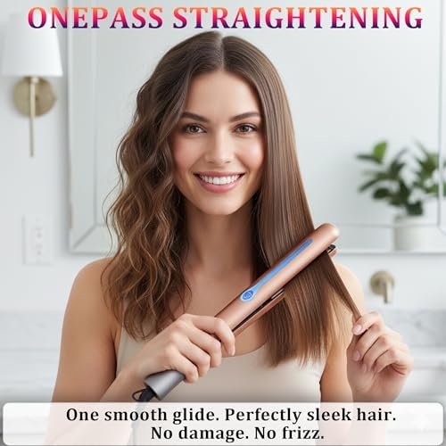 NITION Ceramic Tourmaline Hair Straighteners LCD Flat Iron MCH 10s Fast Heating Up. 1" Smooth 3D Floating Plate Healthy Straightening Tools. Travel Pouch Bag. Dual Voltage. Luxury Gift Box - Image 3