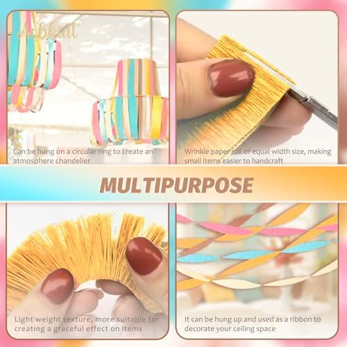AOBKIAT Birthday Crepe Paper Streamers Party Decorations,5 Rolls Pastel Colorful Streamers for Candyland Theme Baby Shower Wedding Easter Christmas Decorations,1.8 Inch x 82 Ft/Roll - Image 4