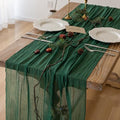 3Pcs Emerald Green Cheesecloth Table Runner 120 Inches for Party Home Decor by KEKETOARRANGE
