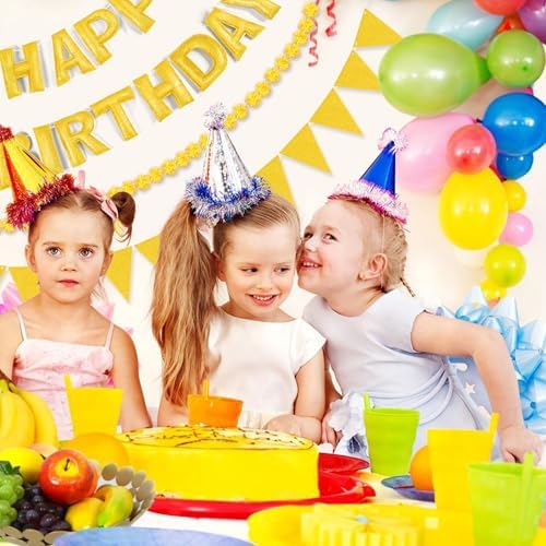 CANREVEL 3 PCS Pre-Strung 3D Happy Birthday Banner Decorations, Gold - Image 5