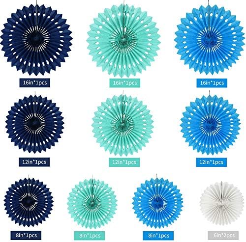 BEISHIDA Honeycomb Round Paper Fans Blue White Hanging Party Decoration - Image 2