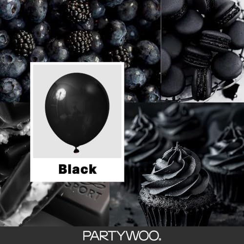 PartyWoo Black Balloons 50pcs Matte Latex Helium Balloons 12 Inch - Image 2