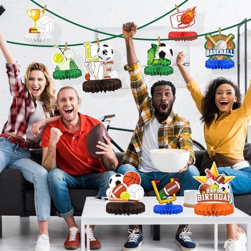 Sports Themed Party Decorations Kit - Honeycomb Centerpiece for Sports Birthday Party Decorations& Favors - Image 7