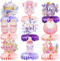 Gyufise 9Pcs Butterfly Baby Shower Decorations Girl Honeycomb Table Centerpieces It's a Girl Table Toppers for Gender Reveal Birthday Party Decor Pink Purple by Gyufise