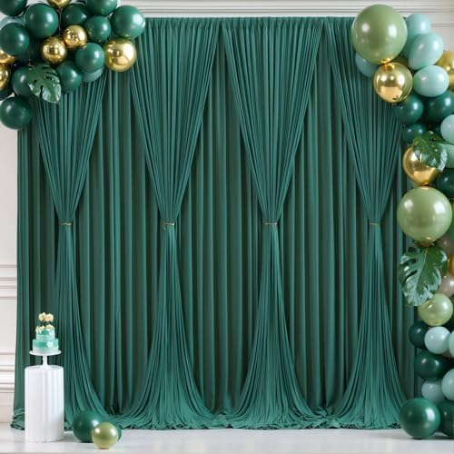 30x10ft Hunter Green Backdrop Curtain Panels for Parties - Wrinkle Free Polyester Photo Curtain Backdrop Wedding Back Drop Fabric Drapes for Party Decorations Background for Photography by WishCare