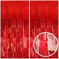 2 Pack Red Streamers Party Backdrop Christmas Decorations Foil Fringe Backdrop Curtains Carnival Casino Theme Birthday New Year Holiday Celebration Bachelorette Party Decorations Supplies by BOMSI