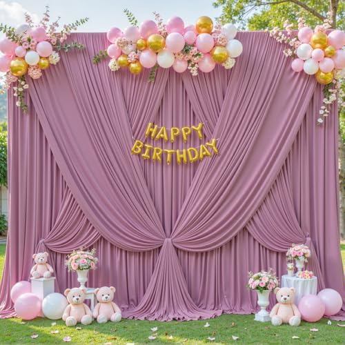 8 Panels Dusty Pink Backdrop Curtain for Wedding Parties Wrinkle Free Pink Photo Curtains Backdrop Drapes Fabric Decoration for Birthday Party Baby Shower 40ft(W) x 10ft(H) - Image 4