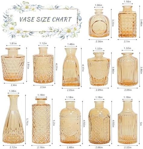 SUPMIND Glass Bud Vases Set of 12, Small Gold Amber Flower Vases in Bulk - Image 3