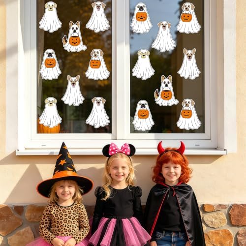 54Pcs Halloween Ghost Cutouts, Classroom Halloween Bulletin Board Paper Cutouts, Puppy Cut-Outs with Adhesive Points for DIY Art Craft Party Supplies Home Office Wall Door Decor - Image 7