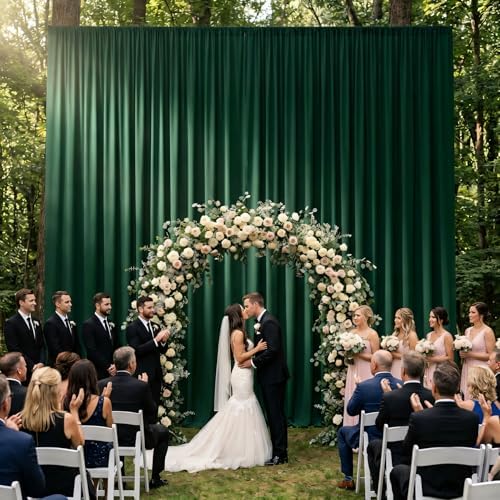 Hunter Green Backdrop Curtain - 20x10FT Back Drop Curtains for Parties Wrinkle-Free Soft Polyester Backdrop Wedding Decoration Photoground Backdrop Stain-Resistant for Back Drop Stand, 4 Panels - Image 4