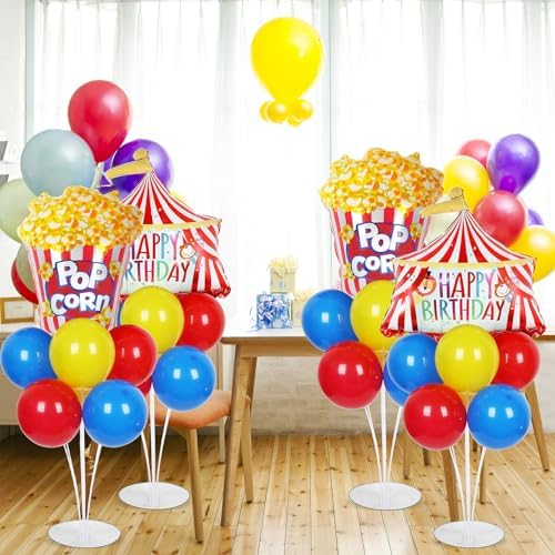 Naozinebi 4 Sets Carnival Circus Birthday Party Balloons Stand Kit Decor - Image 4