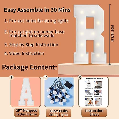 3FT Marquee Letters, Large Light Up Letters R for Prom Party Decor - Image 5