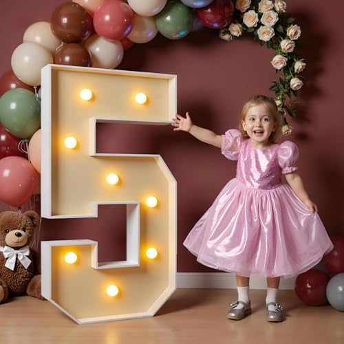 imprsv 3FT Marquee Numbers, Large Light Up Numbers 5 for 5th Birthday Decor by Letsmakeitimpressive