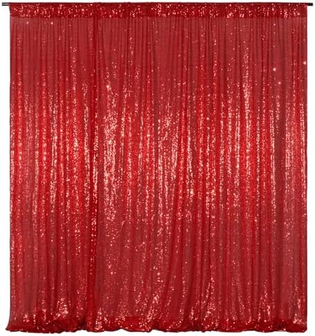 Poise3EHome Red Sequin Backdrop,8FT x 10FT Sequin Photography Backdrop Curtain for Valentines Day Party Decoration by Poise3EHome