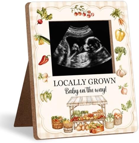 Locally Grown Baby Shower Decor Frame, Vegetable theme Baby Shower Party Supplies, for Expecting Parents-to-Be Keepsake Gifts, Pregnancy Sonogram Frame Keepsake, Gender Reveal Present by Unknown