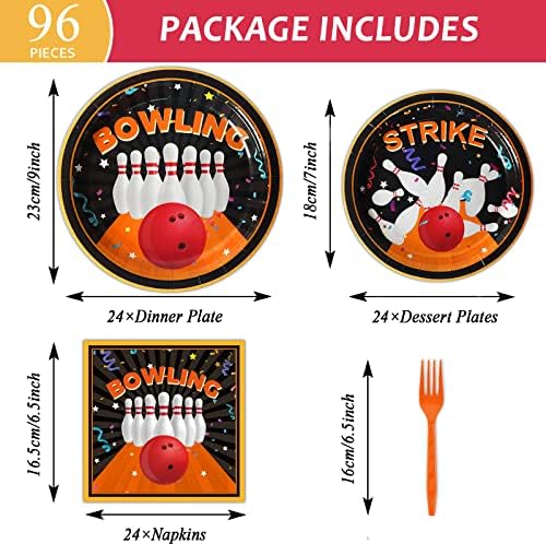 gisgfim 96Pcs Bowling Party Supplies Paper Plates Napkins - Image 2
