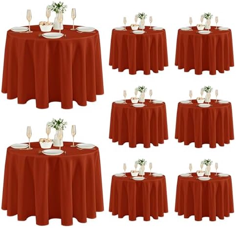 Fitable 8 Pack Rust Tablecloths 120 Inch Round for 48"-96" Tables by Fitable