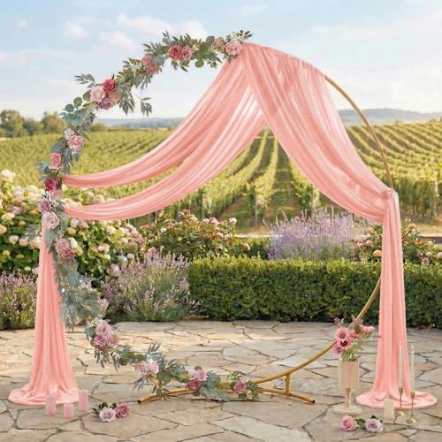 Pack of 2 Wedding Arch Drape Panel Fabric 30" x 100ft - Peach - Image 3