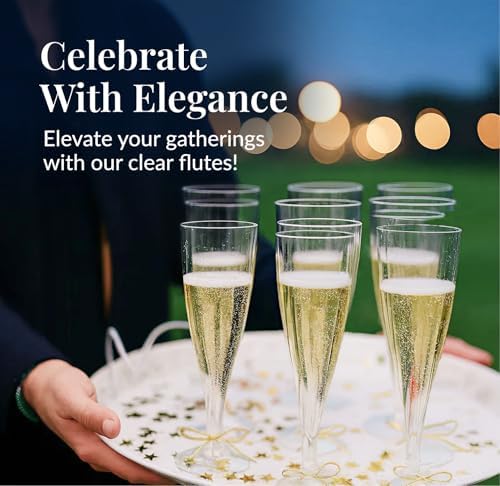 Prestee Disposable Champagne Flutes, 4.5 oz Plastic Champagne Glasses - Image 6