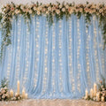 Ledido 10×8ft Blue Tulle Backdrop Curtains with Lights(6 Panels 5×8ft) by Ledido
