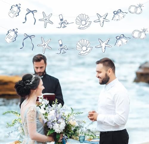 Oudain 2 Pack Seashells and Wedding Bells Garland Last Toast Coast Banner - Image 4
