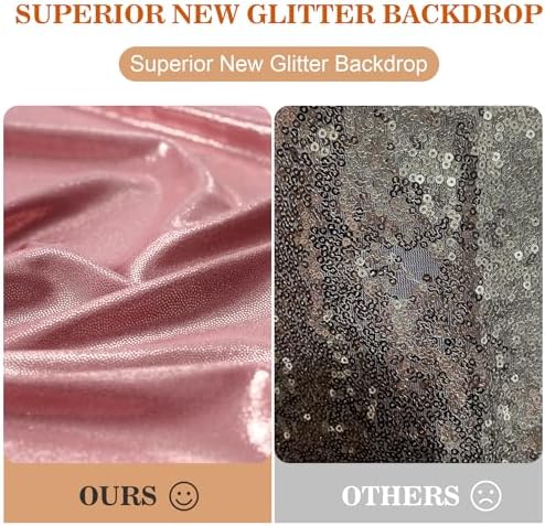 10x10ft Thick Rose Gold Glitter Backdrop Curtain Panels for Parties, Wrinkle Free Sequin Sparking Photo Backdrop Drapes, 2 Panels 5x10ft Shimmer Back Drop Cloth for Wedding Birthday Photography - Image 6