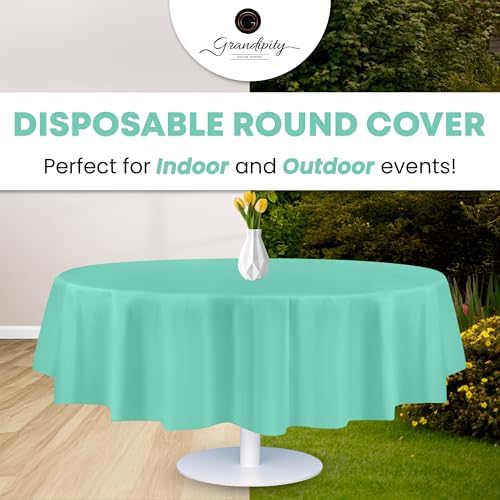 Grandipity Plastic Table Cloth Disposable 12 Pack 84" Round Aqua - Image 5