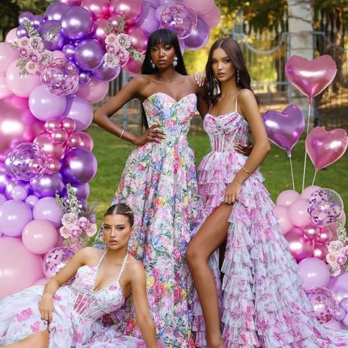 Pink Purple Balloon Garland Arch Kit, Metallic Purple Balloons - Image 3