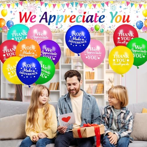 We Appreciate You Decorations Colorful Appreciate You Banner Yard Sign with 18 Pcs Balloons Thank You for All You Do Banner Employee Staff Appreciation Gifts Teacher Doctor Appreciation Party Decor - Image 5