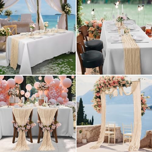 Bailarina 12 Pack Cheesecloth Table Runner 17x108 Inch Long Gauze Cheese Cloth 9ft Wrinkled Sheer Table Runner for Wedding Reception Birthday Party Table Decoration (Ivory) - Image 7