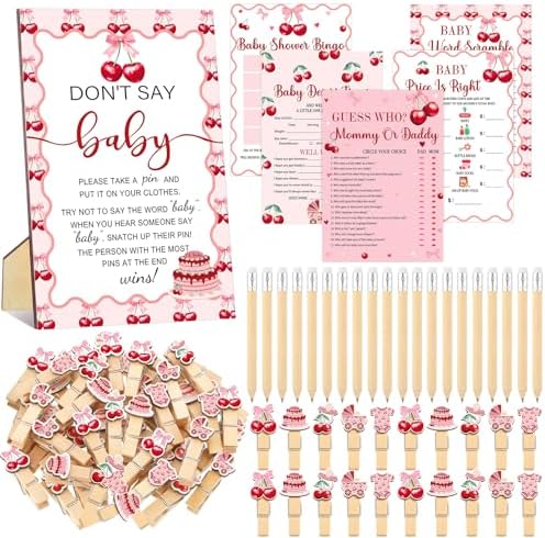 Patelai 321 Pcs Baby Shower Games Supplies, Cherry by Patelai