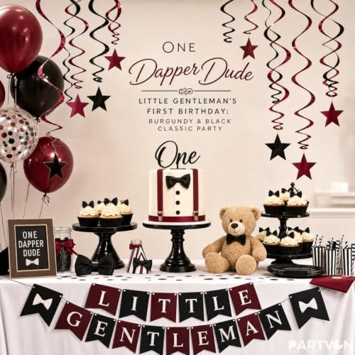 Burgundy Black Hanging Swirl Decorations 32ct with Star Cutouts - Image 5
