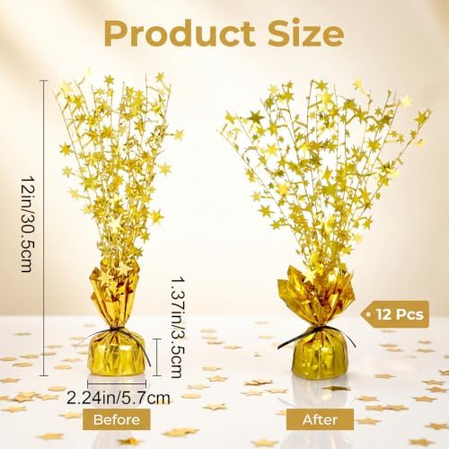 12 Pcs Party Decorations Centerpieces for Tables, Gold Metallic Foil Star Spray Table Centerpieces for Birthday New Year Wedding Anniversary Graduation Holiday Party Supplies - Image 2
