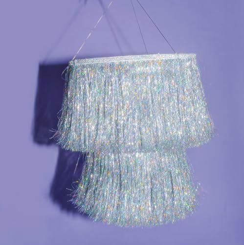 xo, Fetti Fringe Tinsel Chandelier Iridescent Silver Foil 16" | Party Decor by xoFetti