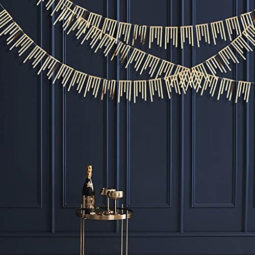 40Ft Champagne Gold Tassel Banner Bunting Double Sided Metallic Paper Garland Streamer for Birthday Engagement Bachelorette Wedding Bridal Shower Graduation Anniversary Hen Party Decorations Supplies by pinkblume