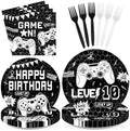 96Pcs Black Video Game 10th Birthday Party Supplies for Boys Serves 24 by Greencian