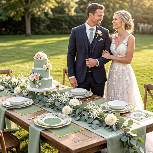 NatNarr 150 Pcs Sage Green Party Plates And Napkins Set For Bridal Shower - Image 6