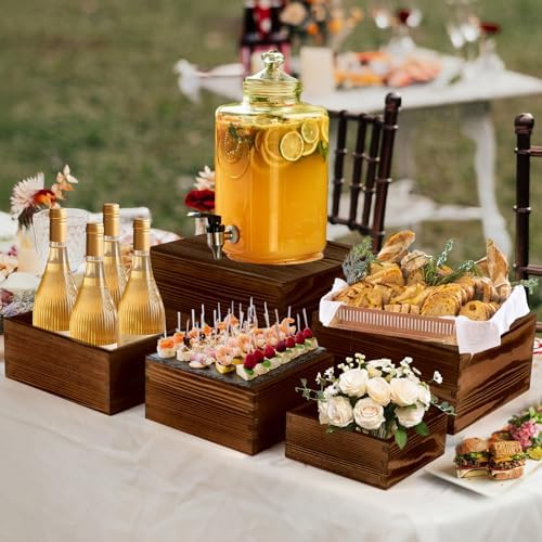 8-Pack Pine Wood Buffet Risers, Multi-Size Nesting Cube Food Display Stands - Image 7