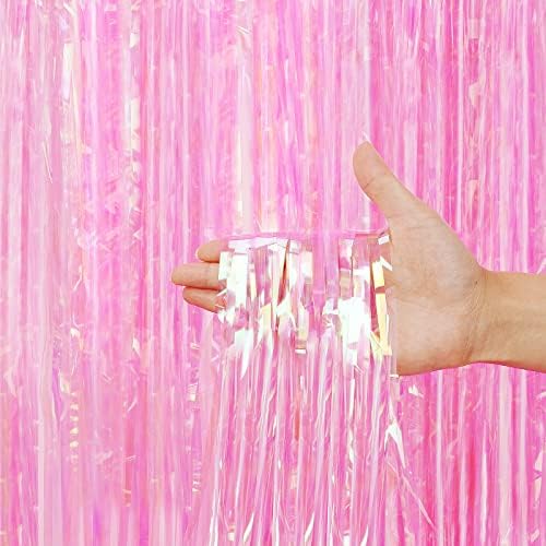 3 Pack Fringe Curtains Party Decorations,Tinsel Backdrop Curtains for Parties,Photo Booth Wedding Graduations Birthday Christmas Event Party Supplies (Rainbow Pink) by BEAYFILY